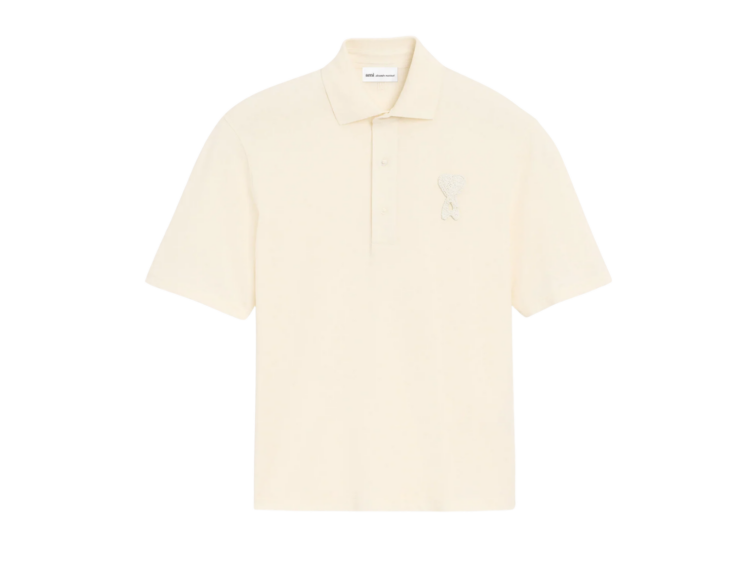 ami paris ami de coeur knitted patch polo white 1 1