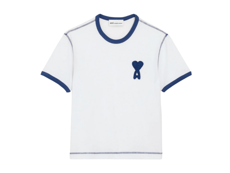 ami paris ami de coeur knitted patch t shirt white 1 1