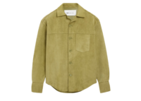 Ami Paris Ami De Coeur Leather Overshirt Green