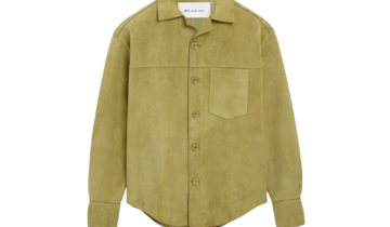 Ami Paris Ami De Coeur Leather Overshirt Green