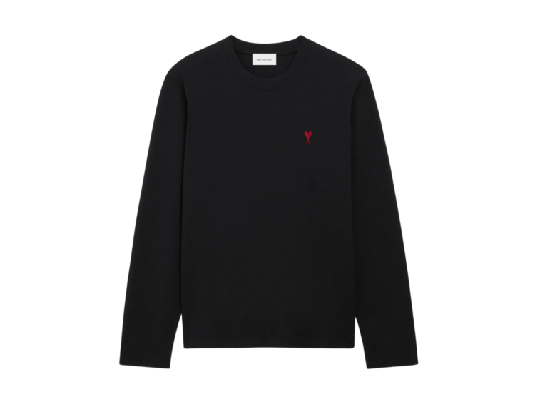 ami paris ami de coeur long sleeve t shirt black red 1 1