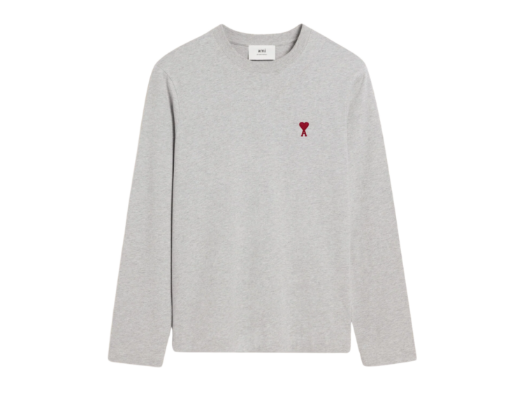 ami paris ami de coeur long sleeve t shirt grey 1 1
