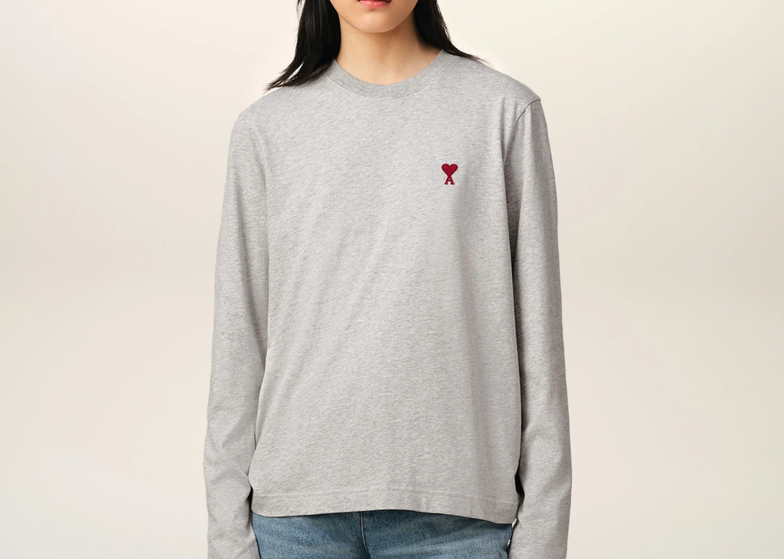 ami paris ami de coeur long sleeve t shirt grey 2 1