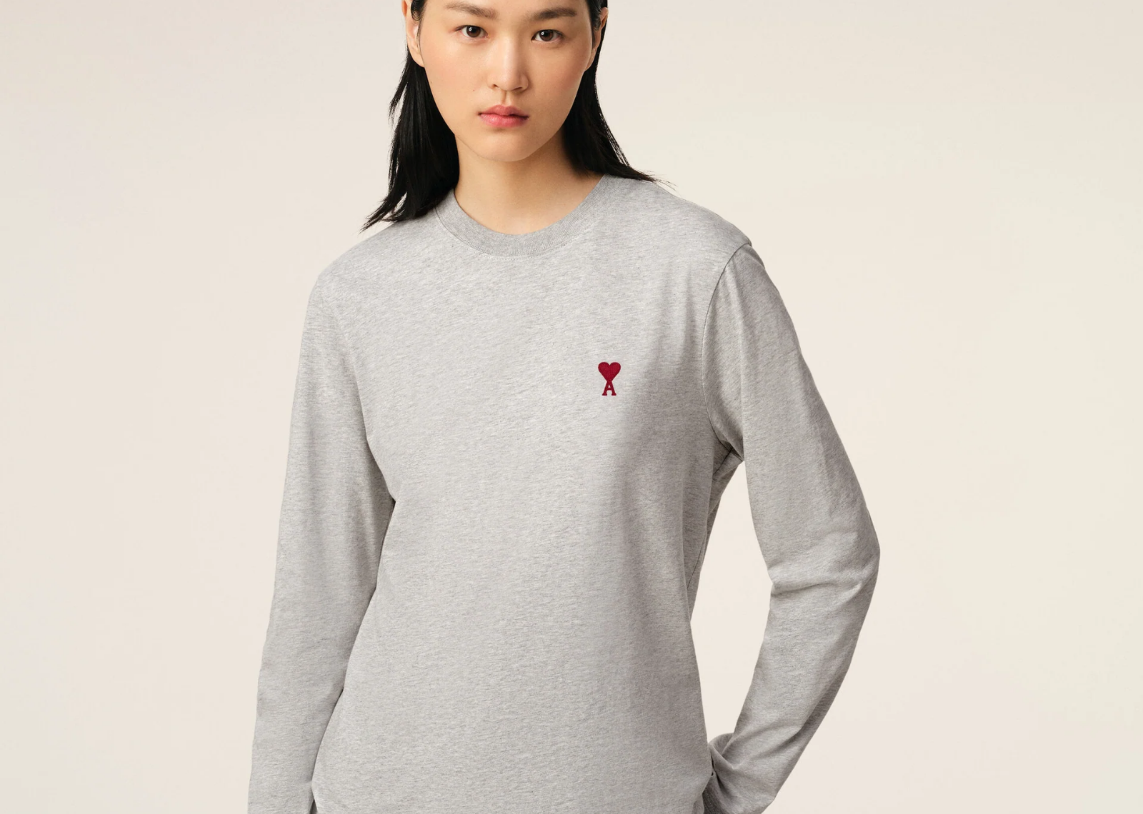 ami paris ami de coeur long sleeve t shirt grey 3 1