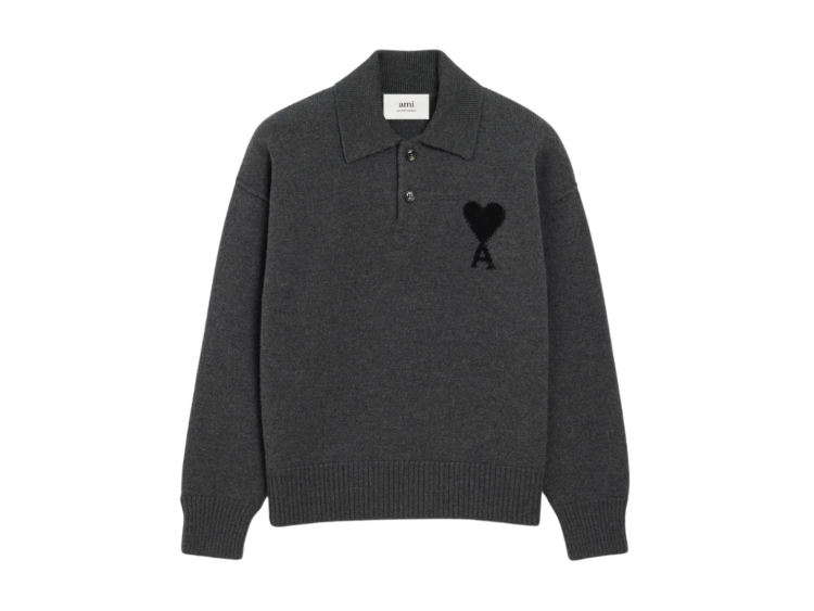 ami paris ami de coeur polo grey red 1 1