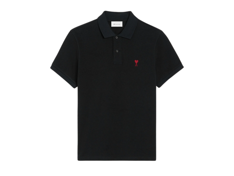 ami paris ami de coeur polo shirt black red 1 1