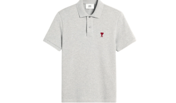 Ami Paris Ami De Coeur Polo Shirt Grey Red