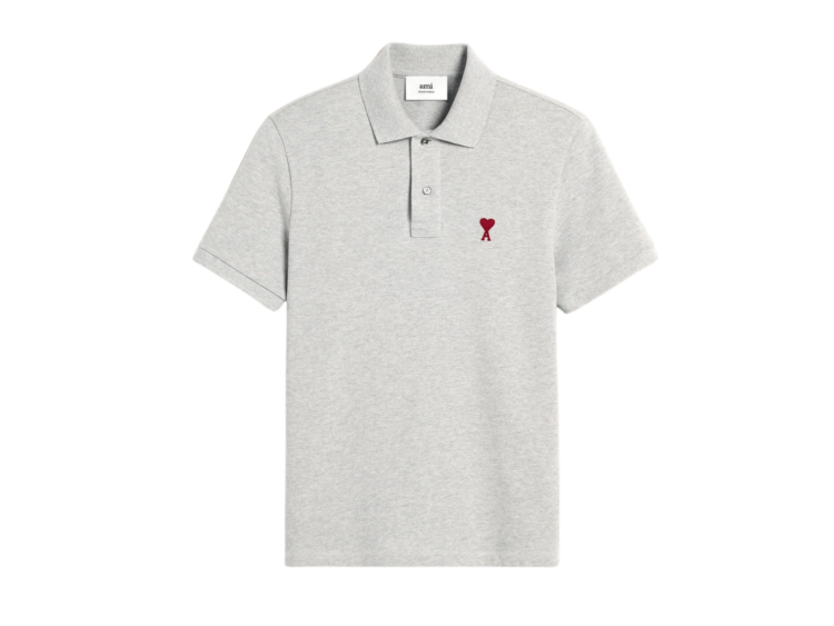 ami paris ami de coeur polo shirt grey red 1 1
