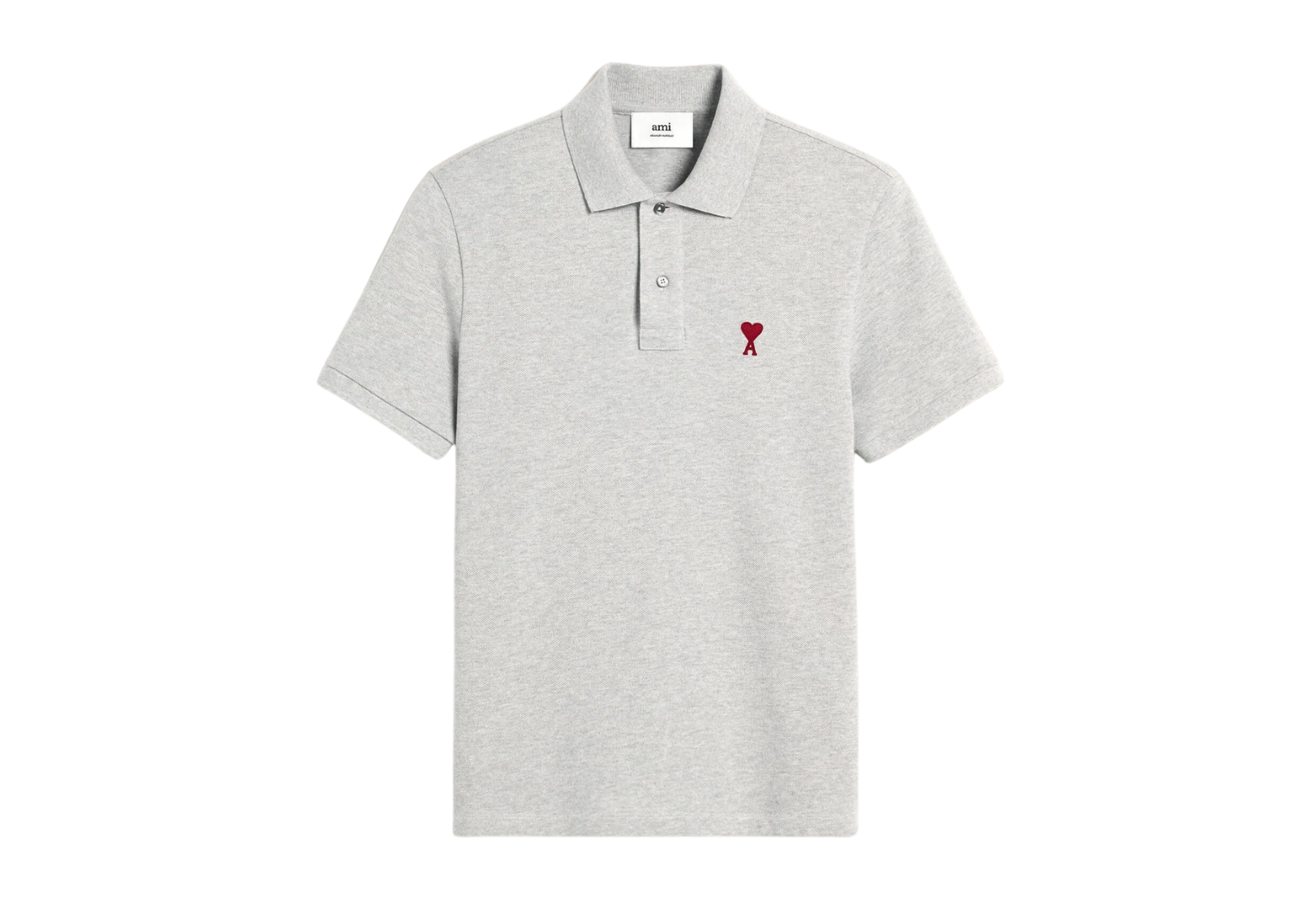 ami paris ami de coeur polo shirt grey red 1 1