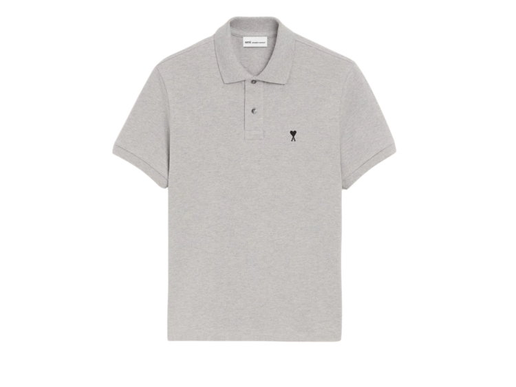 ami paris ami de coeur polo shirt grey 1 1