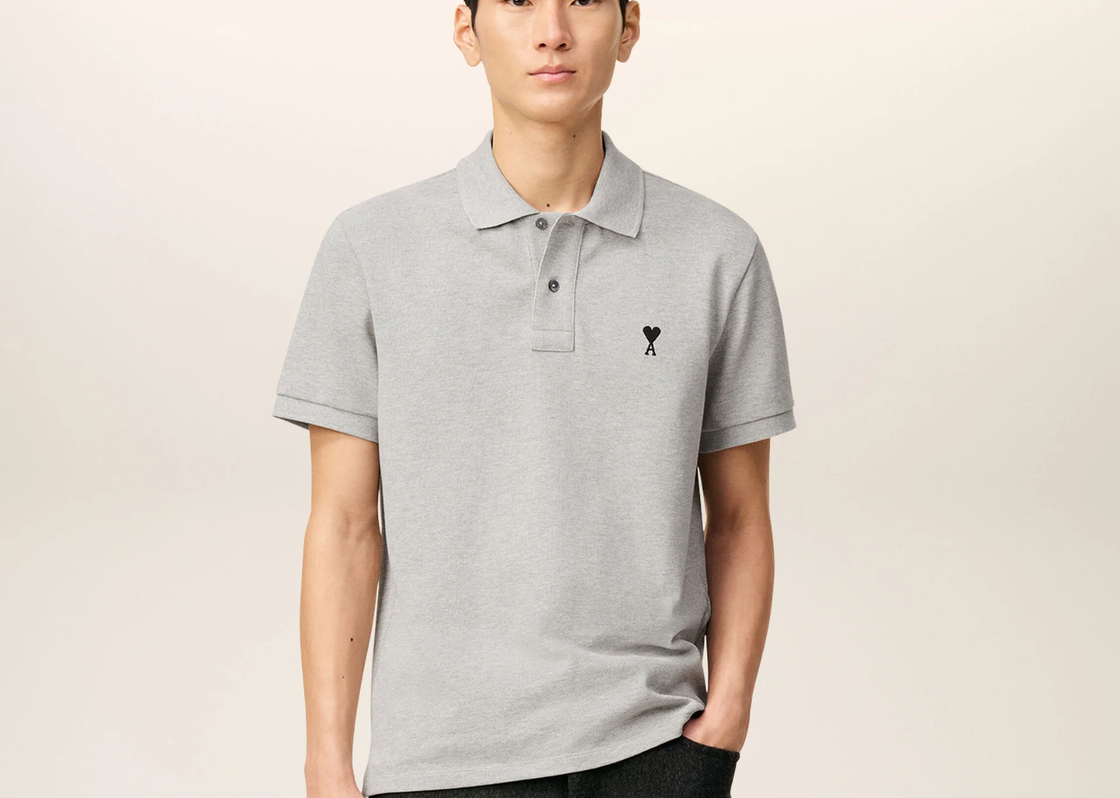 ami paris ami de coeur polo shirt grey 2 1