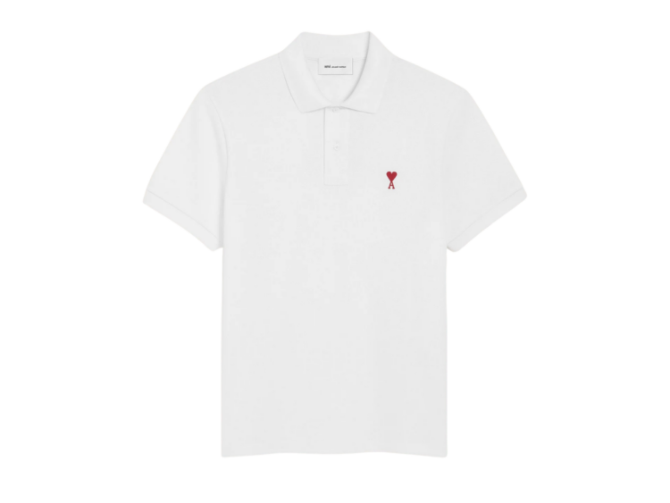ami paris ami de coeur polo shirt white red 1 1