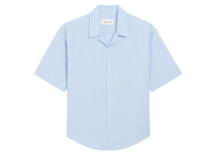 ami paris ami de coeur short sleeve boxy shirt blue 1 1