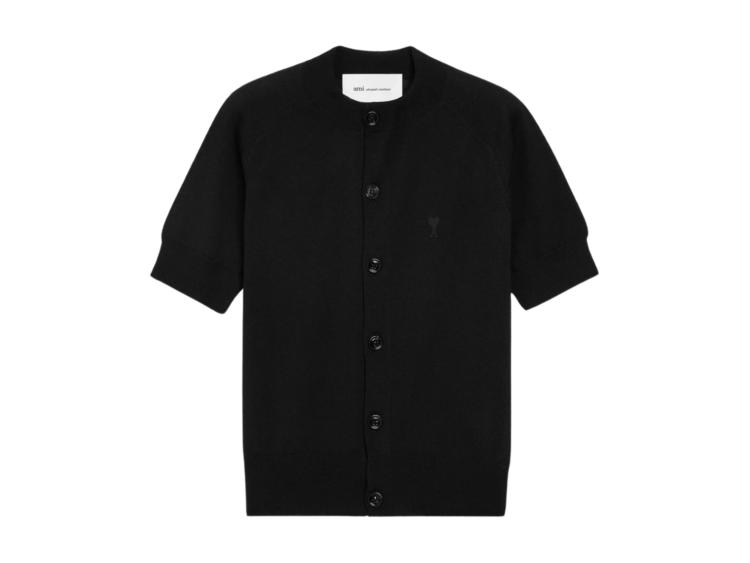 ami paris ami de coeur short sleeve cardigan black 1 1