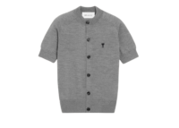 ami paris ami de coeur short sleeve cardigan grey 1 1