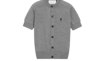 Ami Paris Ami De Coeur Short Sleeve Cardigan Grey