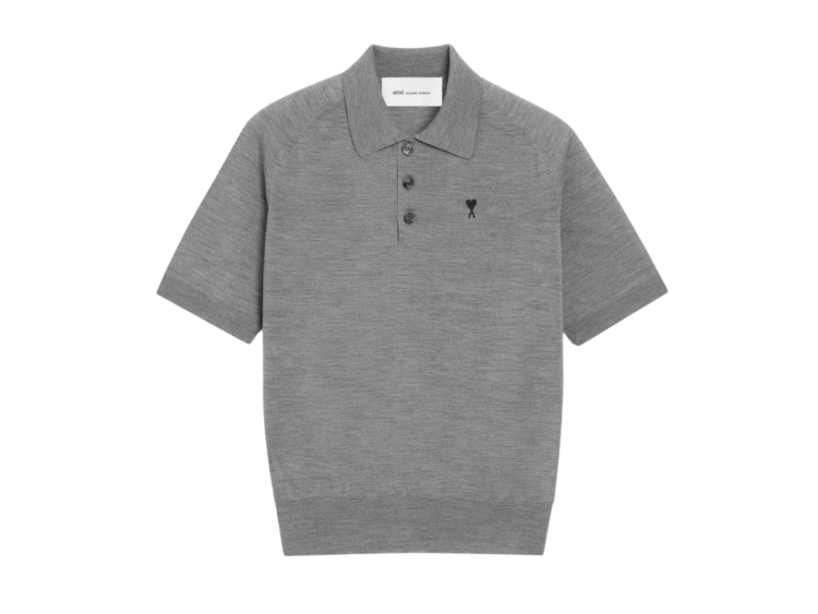 ami paris ami de coeur short sleeve polo grey 1 1