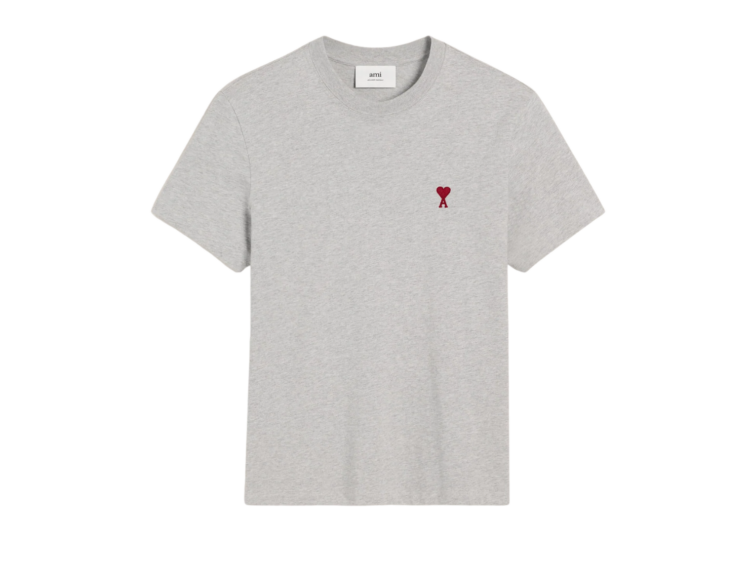 ami paris ami de coeur t shirt grey red 1 1