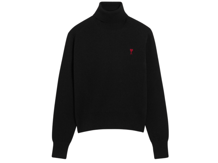 ami paris ami de coeur turtle neck sweater black red 1 1