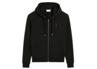 ami paris ami de coeur zipped hoodie black red 1 1
