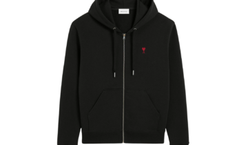 Ami Paris Ami De Coeur Zipped Hoodie Black Red