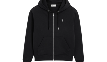 Ami Paris Ami De Coeur Zipped Hoodie Black