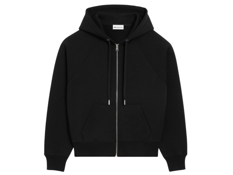 ami paris ami de coeur zipped hoodie cotton black 1 1