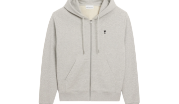 Ami Paris Ami De Coeur Zipped Hoodie Grey