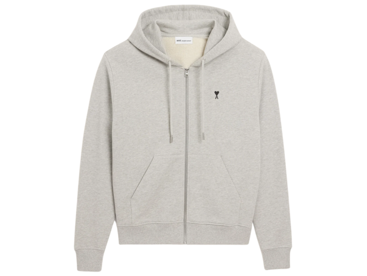 ami paris ami de coeur zipped hoodie grey 1 1