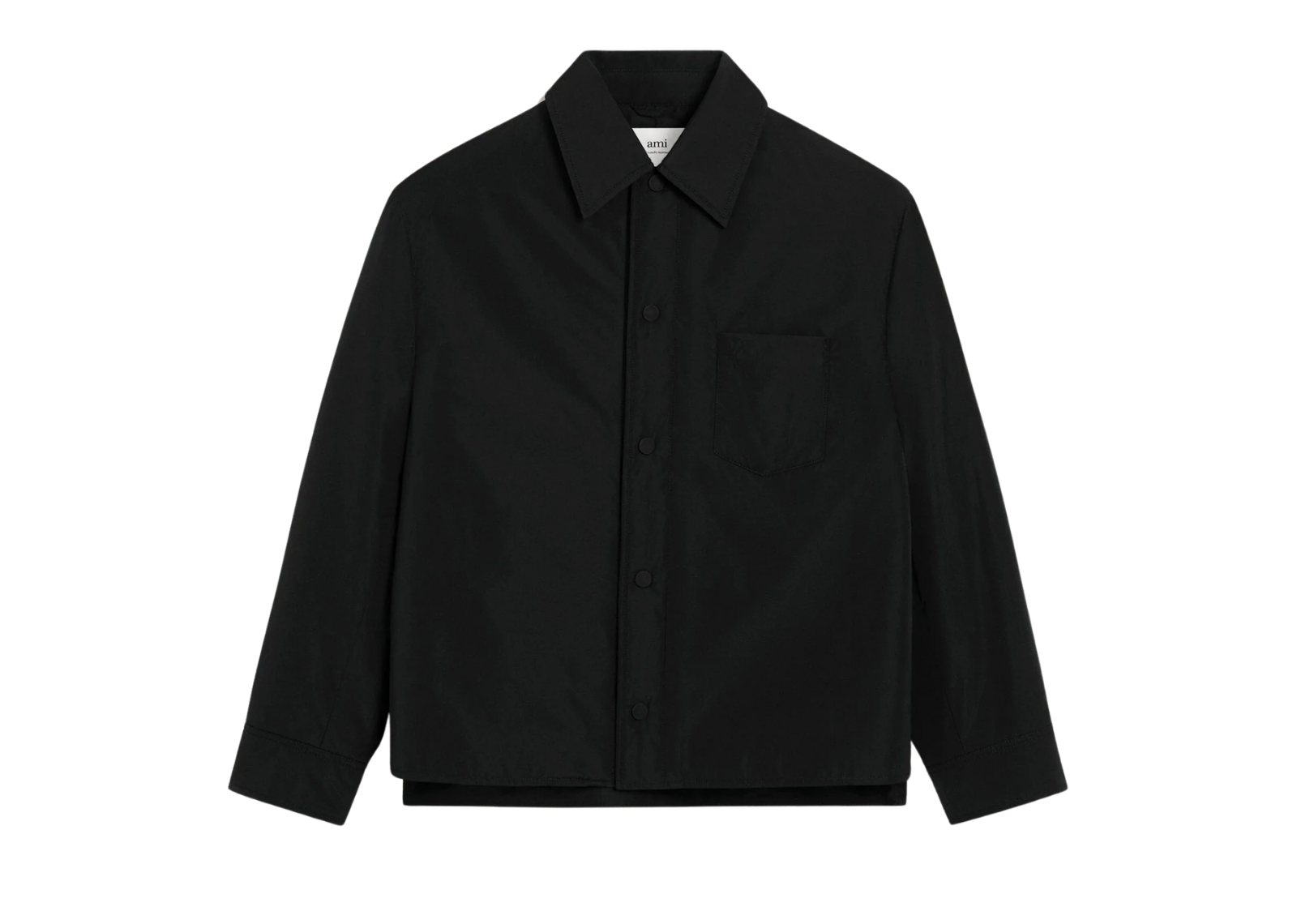 ami paris black taffetas padded ami de coeur overshirt 1 1