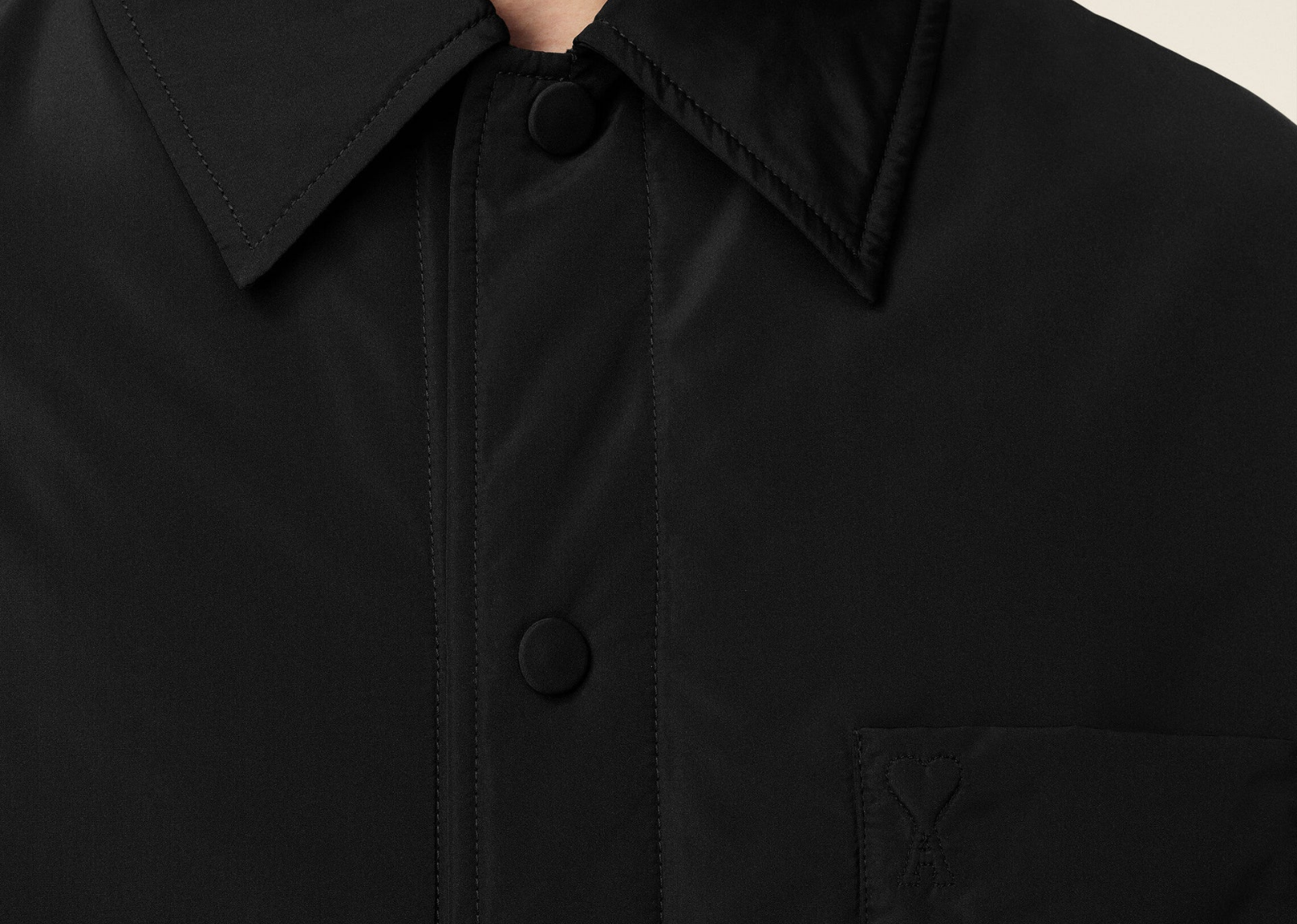 ami paris black taffetas padded ami de coeur overshirt 3 1