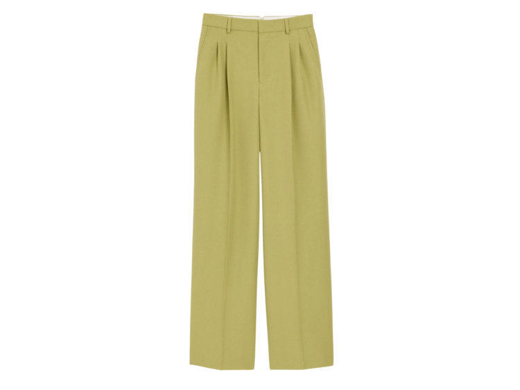 ami paris new wool low waist wide trousers green 1 1