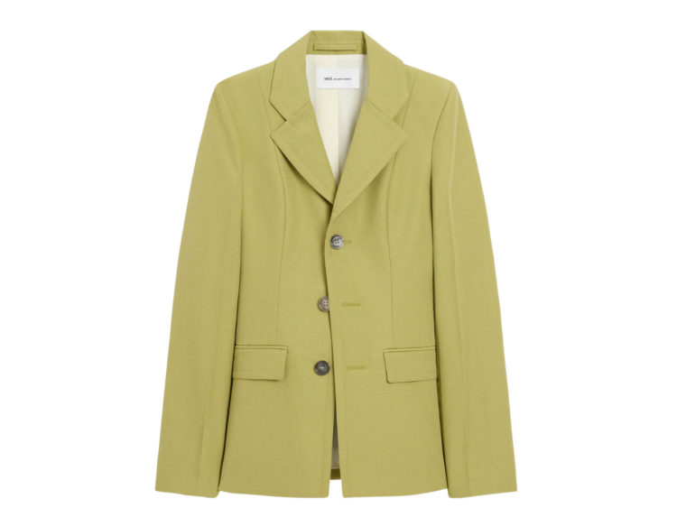 ami paris new wool single breasted fitted jacket green 1 1