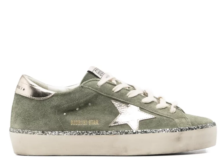 Golden Goose Hi-Star Green Suede Glitter Metallic Heel (W)
