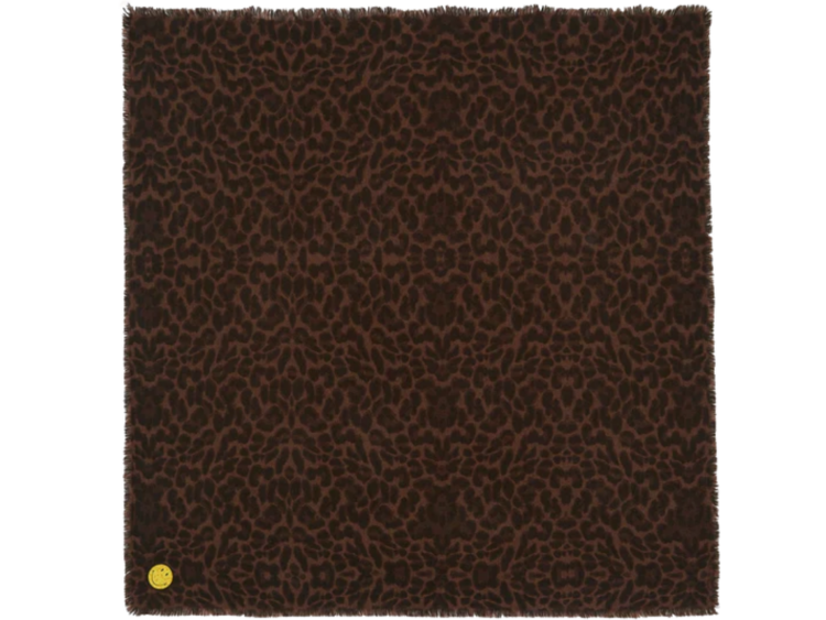 kujten large cashmere bandana hachiko leo smiley leoprint spicy brown 1 1