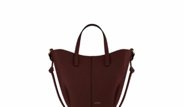 Polène Cyme Tote Nano Edition Textured Black Cherry