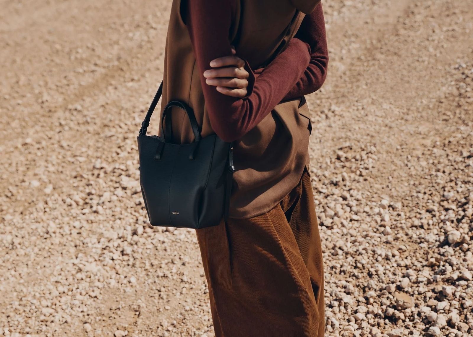 polene cyme tote nano edition textured black 3 1