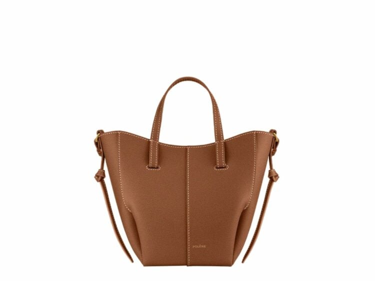 polene cyme tote nano edition textured camel 1 1