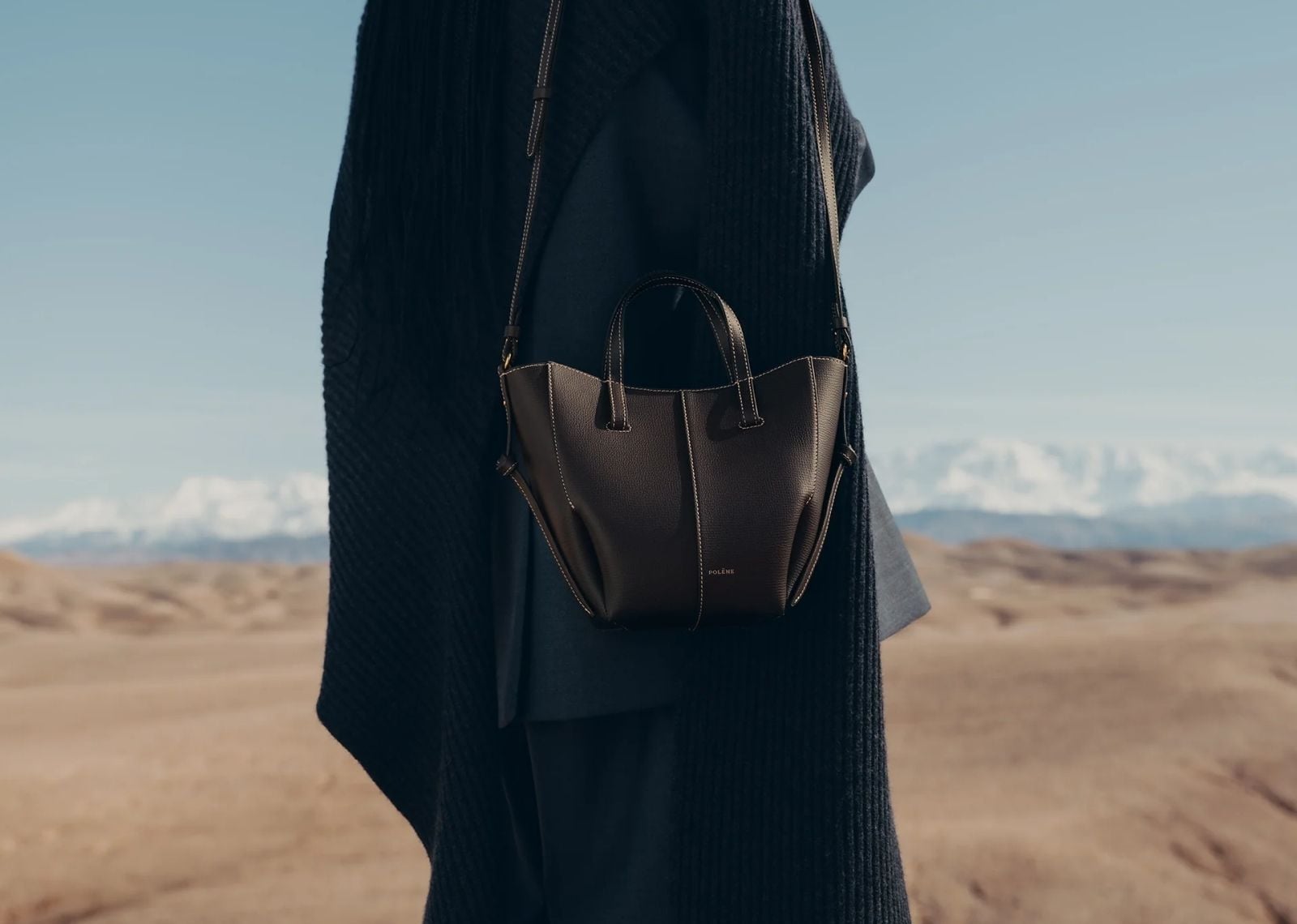 polene cyme tote nano edition textured ebony 3 1