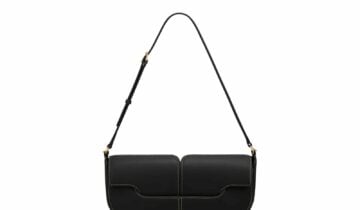 Polène Osmo Edition Smooth Black with Ecru Stitching