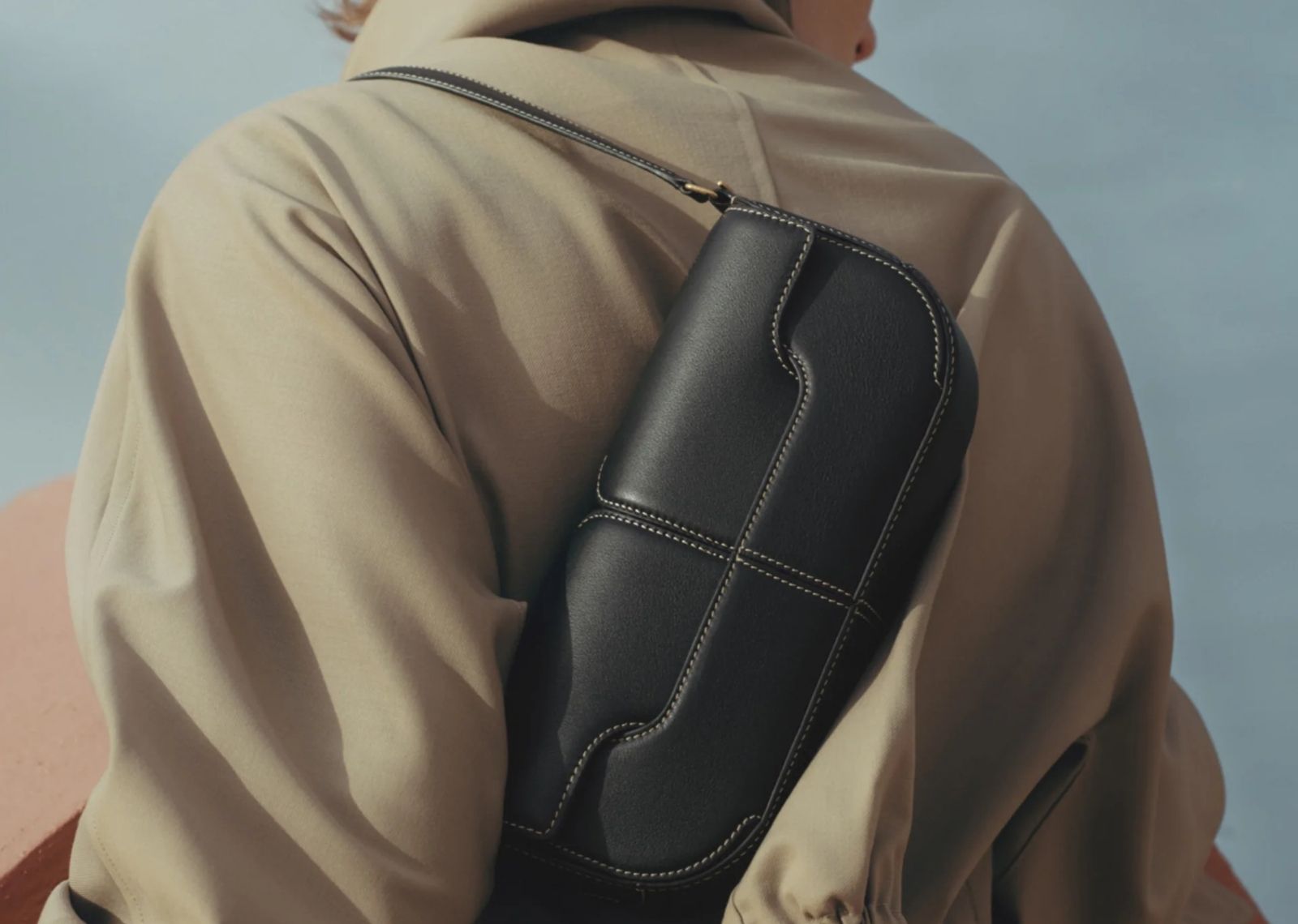 polene osmo edition smooth black with ecru stitching 2 1