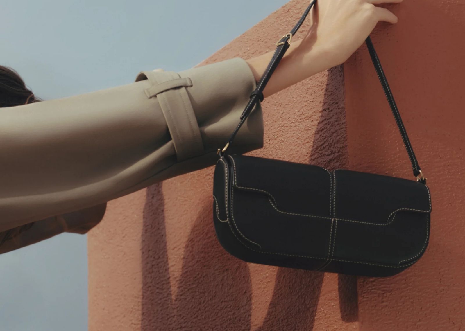 polene osmo edition smooth black with ecru stitching 3 1