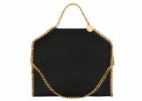 stella mccartney falabella fold over tote bag black gold 1 1