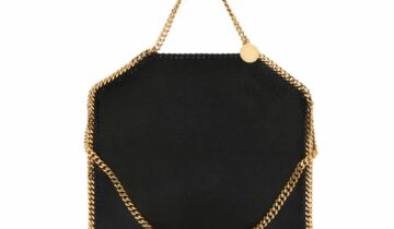 Stella McCartney Falabella Fold-Over Tote Bag Black Gold