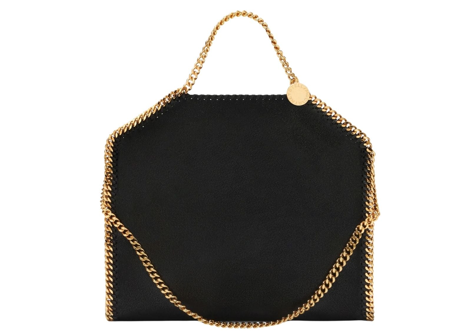 stella mccartney falabella fold over tote bag black gold 1 1