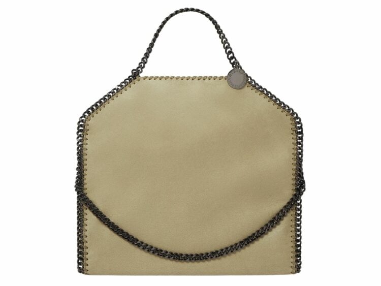 stella mccartney falabella fold over tote bag clotted cream silver 1 1