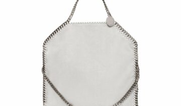 Stella McCartney Falabella Fold-Over Tote Bag Pearl Grey