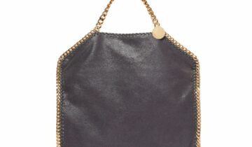 Stella McCartney Falabella Fold-Over Tote Bag Shadow Black Gold