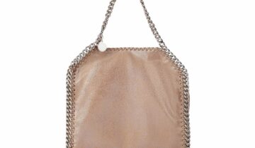 Stella McCartney Falabella Mini Metallic Tote Bag Dusty Pink