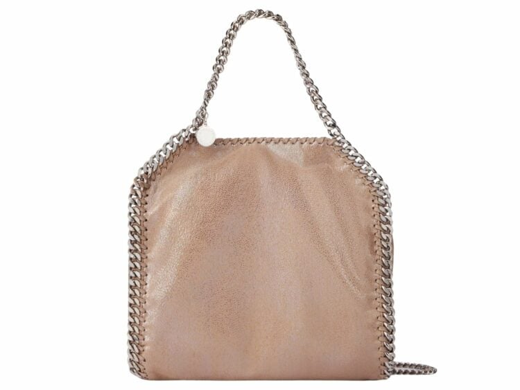 stella mccartney falabella mini metallic tote bag dusty pink 1 1